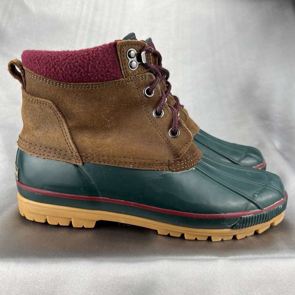 High Sierra "Peak" Duck Boots‎ Women's 10 Green Cranberry Leather Thermolite Y2K - Picture 3 of 16